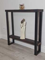 Handcrafted Console Table Legs With Shelf Supports Underneath Black Painted Metal 50x25mm Box