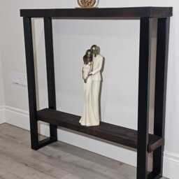 Handcrafted Console Table Legs With Shelf Supports Underneath Black Painted Metal 50x25mm Box - thumbnail 3
