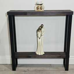 Handcrafted Console Table Legs With Shelf Supports Underneath Black Painted Metal 50x25mm Box - thumbnail 2