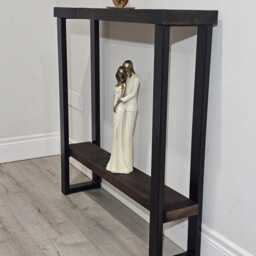 Handcrafted Console Table Legs With Shelf Supports Underneath Black Painted Metal 50x25mm Box - thumbnail 4