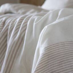Pinstriped Linen Duvet Cover, European Flax, Handmade Bedding - thumbnail 4