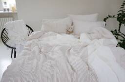 Pinstriped Linen Duvet Cover, European Flax, Handmade Bedding