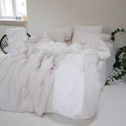 Pinstriped Linen Duvet Cover, European Flax, Handmade Bedding - thumbnail 2