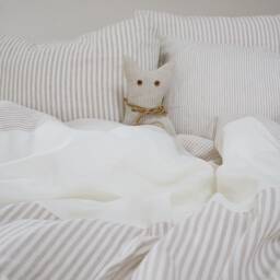 Pinstriped Linen Duvet Cover, European Flax, Handmade Bedding - thumbnail 3