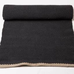 Black Cotton Rug Washable Scandinavian Style Carpet/Yoga Math - thumbnail 2