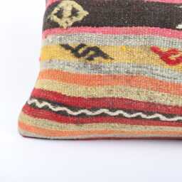 Bohemian Kilim Pillow Cover 12x24 Lumbar, Turkish Wool - thumbnail 2