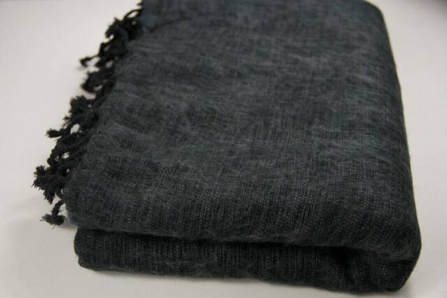 Hand-Loomed Yak Wool Blanket Oversized Charcoal Grey Travel Shawl - image 1