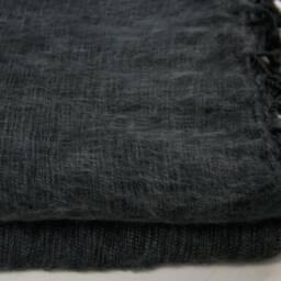 Hand-Loomed Yak Wool Blanket Oversized Charcoal Grey Travel Shawl - thumbnail 3