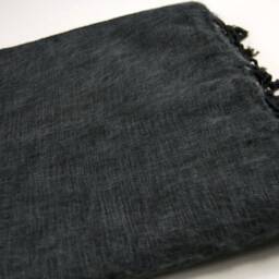 Hand-Loomed Yak Wool Blanket Oversized Charcoal Grey Travel Shawl - thumbnail 4