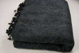 Hand-Loomed Yak Wool Blanket Oversized Charcoal Grey Travel Shawl