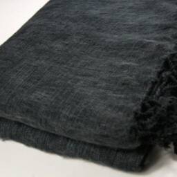 Hand-Loomed Yak Wool Blanket Oversized Charcoal Grey Travel Shawl - thumbnail 2