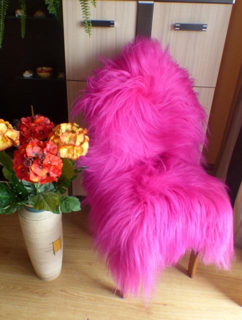 Pink Sheepskin Rug Natural Wool Seat Cover, Housewarming Gift - image 1