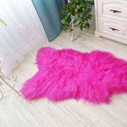 Pink Sheepskin Rug Natural Wool Seat Cover, Housewarming Gift - thumbnail 2