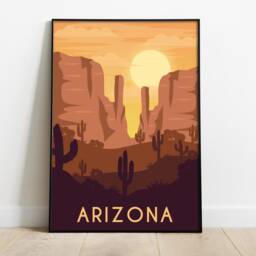 Arizona Retro Travel Poster Desert Landscape Art Print - thumbnail 2