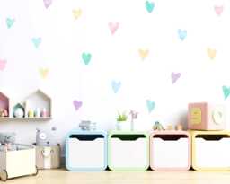 Pastel Rainbow Watercolour Heart Wall Stickers, Hand Drawn Love Hearts For Kids' Room