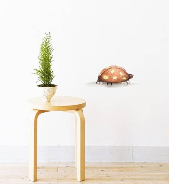 Orange Lady Bug Wall Sticker Decal - Kids Stickers, Animals Childrens Decals, Art, Room, Girl, Boy