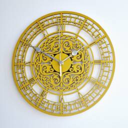 Ochre Wall Clock Silent Non Ticking Roman Numerals Large Mandala Art Ornament Gift - thumbnail 3