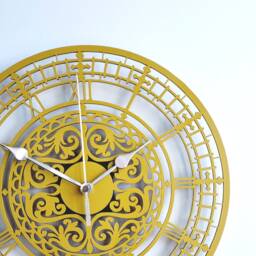 Ochre Wall Clock Silent Non Ticking Roman Numerals Large Mandala Art Ornament Gift - thumbnail 2