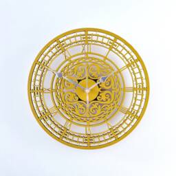 Ochre Wall Clock Silent Non Ticking Roman Numerals Large Mandala Art Ornament Gift - thumbnail 1