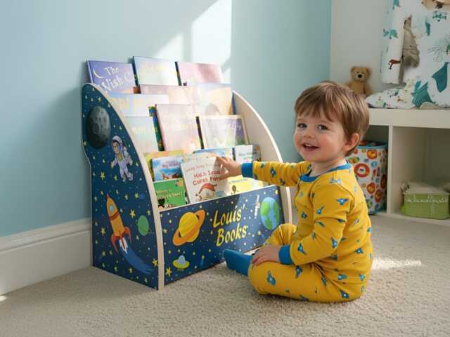 Personalised Boys Bookcase - Transport, Farm, Construction & Ocean Themes 2 Sizes Ready Assembled Handmade in UK - image 1