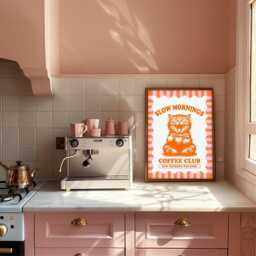 Slow Mornings Coffee Club Print, Cats & Wall Art, Lovers Cat Print - thumbnail 2