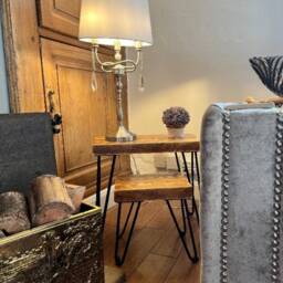 Chunky Rustic Nest Of Tables, Supported By Steel Hairpin Legs - Reclaimed Wood - thumbnail 3