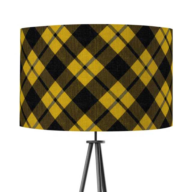 Black Yellow Tartan Print Velvet Lampshade Drum Lamp Shade 25cm 30cm 35cm 40cm 45cm Ceiling , Table Luxury, Manchester Mancunian - image 1