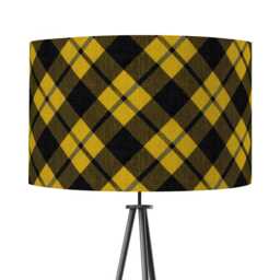 Black Yellow Tartan Print Velvet Lampshade Drum Lamp Shade 25cm 30cm 35cm 40cm 45cm Ceiling , Table Luxury, Manchester Mancunian