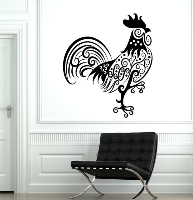 Wall Decal Rooster Cock Animal Ornament Tribal Mural Vinyl 1701Dz - image 1