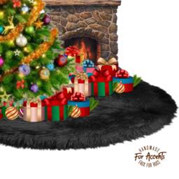 Faux Fur Christmas Tree Skirt - Shag Ornament Decoration, Handmade