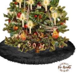 Faux Fur Christmas Tree Skirt - Shag Ornament Decoration, Handmade - thumbnail 3