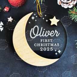 Personalize Baby First Christmas Ornament - 2025 Ornament, Wood Engraved Newborn Ornament - thumbnail 3