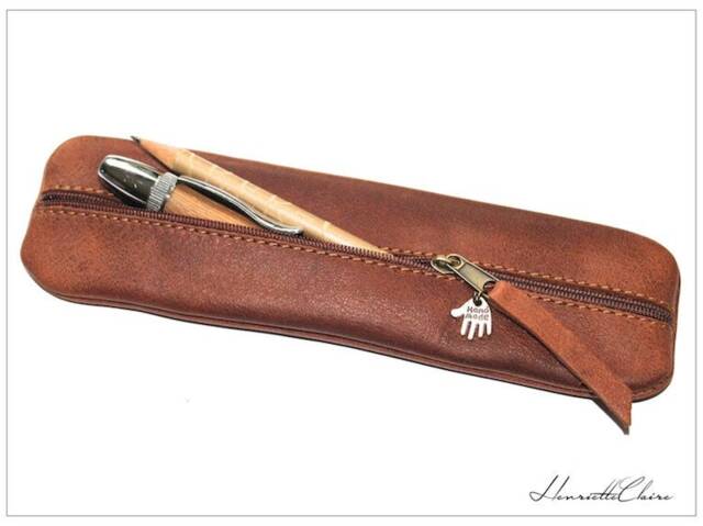 Leather Pencil Case Pen For 10 Pens Velvety Soft Waxed Leather Elegant Also Men Handmade Gift Students - image 1