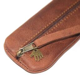 Leather Pencil Case Pen For 10 Pens Velvety Soft Waxed Leather Elegant Also Men Handmade Gift Students - thumbnail 3