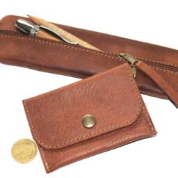 Leather Pencil Case Pen For 10 Pens Velvety Soft Waxed Leather Elegant Also Men Handmade Gift Students - thumbnail 2