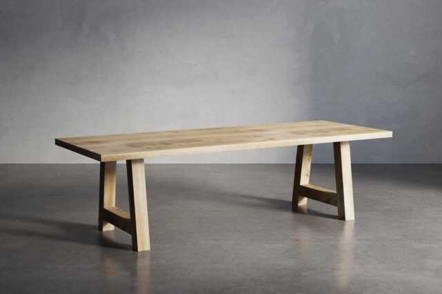 Solid Oak Dining Table With Af Frame Wooden Legs 90x90 - Durable Hardwood 021 - image 1