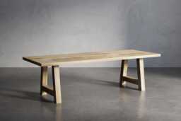 Solid Oak Dining Table With Af Frame Wooden Legs 90x90 - Durable Hardwood 021 - thumbnail 1