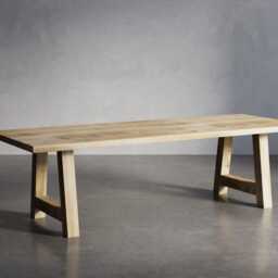 Solid Oak Dining Table With Af Frame Wooden Legs 90x90 - Durable Hardwood 021 - thumbnail 3