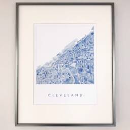 Cleveland Map Watercolor Print Ohio City Block Plan - Art Print Anniversary Wedding Gift Wall Decor Graduation Realtor Lake Erie - thumbnail 3