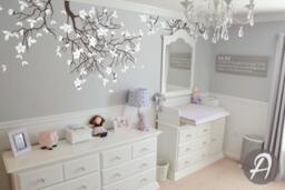 Hanging Tree Branches Wall Sticker For Baby Girl Nursery With Flowers White Tree Branch Wall Mural Am013