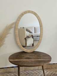 Handmade Oval Raffia Mirror Moroccan Boho Wall Decor