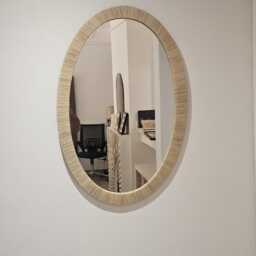 Handmade Oval Raffia Mirror Moroccan Boho Wall Decor - thumbnail 3