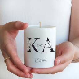 Personalized Anniversary Soy Candle, Initials & Date, Couple Gift - thumbnail 1