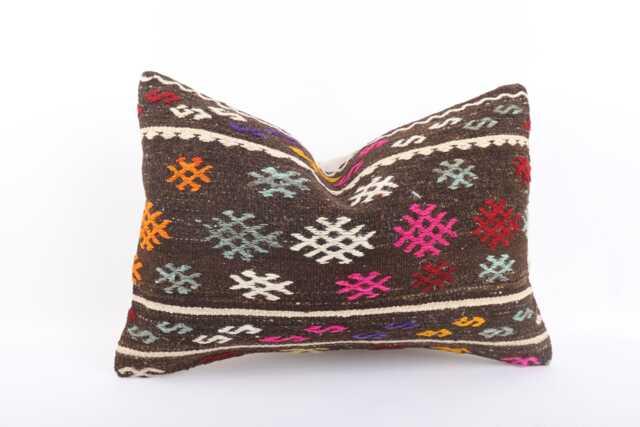Handmade Kilim Pillow Cover 16x24 Turkish Wool Cushion - image 1