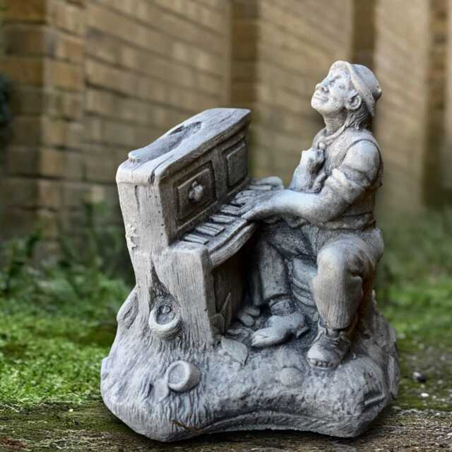 Stone Piano Man Sculpture Concrete Statue Musical Decoration Handmade Musician Ornament Lover Gift Front Door Figurine Yard Art - image 1