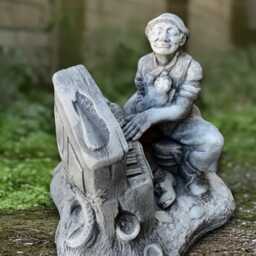 Stone Piano Man Sculpture Concrete Statue Musical Decoration Handmade Musician Ornament Lover Gift Front Door Figurine Yard Art - thumbnail 2