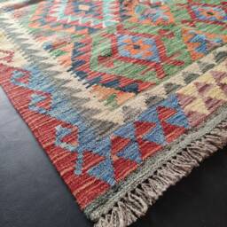 Kilim Rug Classic, Handmade Artisan Afghan Turkish Aztec Geometric Wool 145x98 cm - thumbnail 2