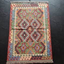 Kilim Rug Classic, Handmade Artisan Afghan Turkish Aztec Geometric Wool 145x98 cm - thumbnail 1