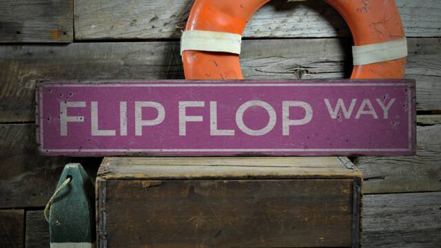Flip Flop Sign, Wall Decor, Decor Flops, Beach Gift, Coastal Rustic Handmade Wood Sign - image 1