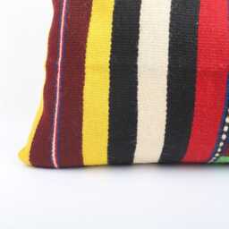 16x24 Turkish Kilim Pillow Embroidered Wool Lumbar Cushion - thumbnail 2